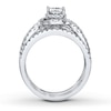 Thumbnail Image 2 of Previously Owned Diamond Bridal Set 1-1/2 ct tw Princess & Round-cut 14K White Gold Size 8.5