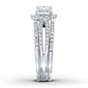 Thumbnail Image 3 of Previously Owned Diamond Bridal Set 1-1/2 ct tw Princess & Round-cut 14K White Gold Size 8.5
