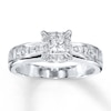Thumbnail Image 1 of Previously Owned Diamond Engagement Ring 3/4 ct tw Princess & Round-cut 14K White Gold Size 4.5
