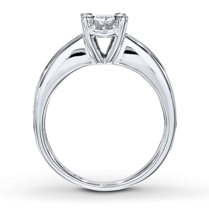 Main Image 2 of Previously Owned Diamond Engagement Ring 3/4 ct tw Princess & Round-cut 14K White Gold Size 4.5