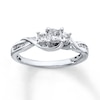 Thumbnail Image 1 of Previously Owned 3-Stone Diamond Ring 1/2 ct tw Princess & Round-cut 10K White Gold Size 5