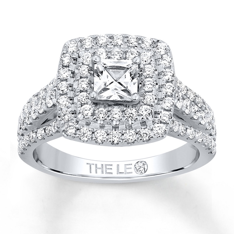 Main Image 1 of Previously Owned THE LEO Engagement Ring 1-1/4 ct tw Princess & Round-cut Diamonds 14K White Gold Size 4