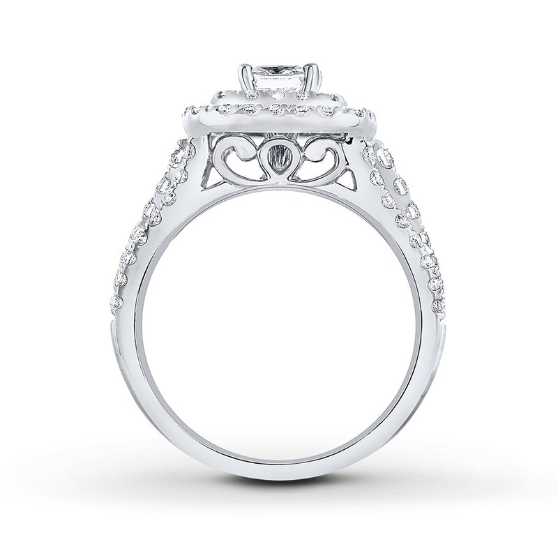 Main Image 2 of Previously Owned THE LEO Engagement Ring 1-1/4 ct tw Princess & Round-cut Diamonds 14K White Gold Size 4