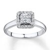 Previously Owned Diamond Ring 1/4 ct tw Princess & Round-cut 10K White Gold