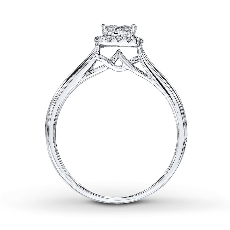 Previously Owned Diamond Ring 1/4 ct tw Princess & Round-cut 10K White Gold