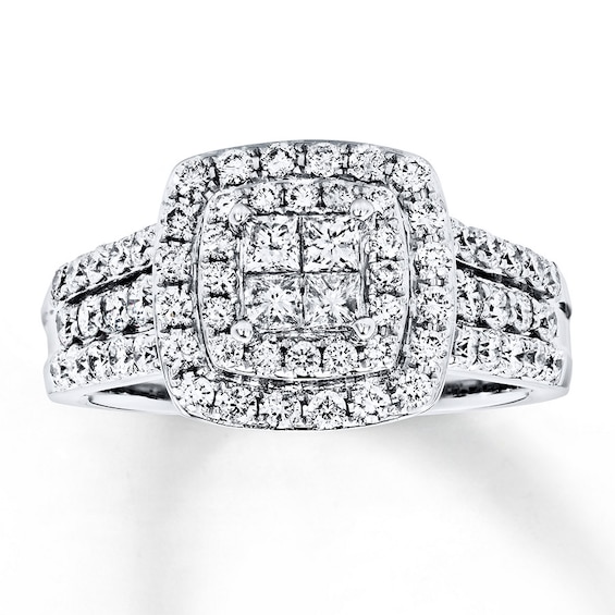 Previously Owned Diamond Engagement Ring 1 ct tw Princess & Round-cut 14K White Gold