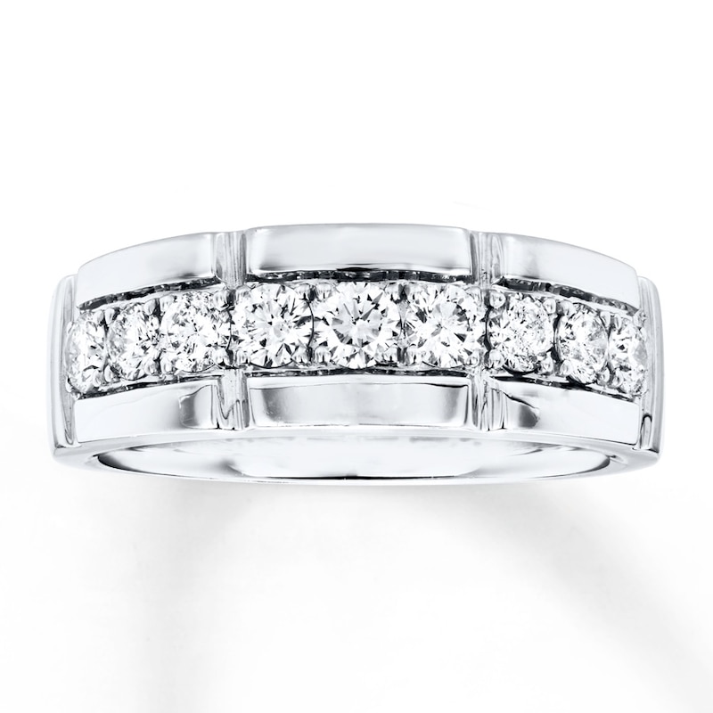 Main Image 1 of Previously Owned Men's Wedding Band 1 ct tw Round-cut Diamonds 14K White Gold