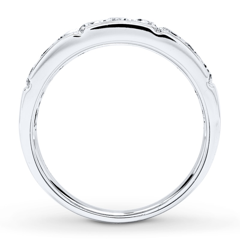 Main Image 2 of Previously Owned Men's Wedding Band 1 ct tw Round-cut Diamonds 14K White Gold