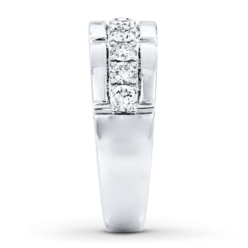 Main Image 3 of Previously Owned Men's Wedding Band 1 ct tw Round-cut Diamonds 14K White Gold