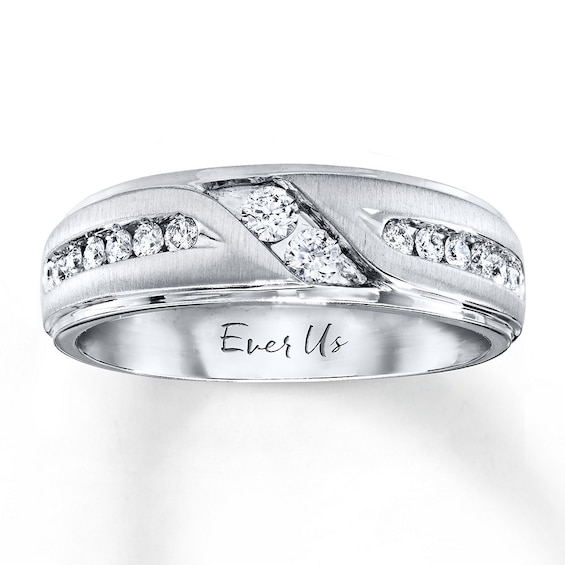 Previously Owned Ever Us Men's Two-Stone Wedding Band 1/2 ct tw Round-cut Diamonds 14K White Gold