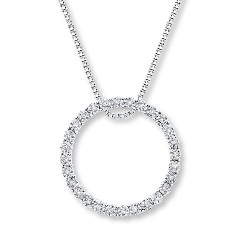 Previously Owned Diamond Circle Necklace 1/10 ct tw Round-cut Sterling Silver