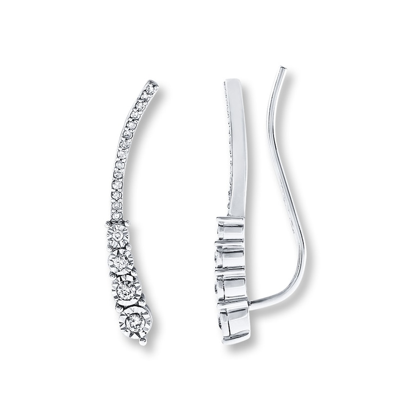 Main Image 1 of Previously Owned Earring Climbers 1/4 ct tw Diamonds Sterling Silver