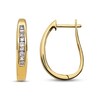 Thumbnail Image 1 of Previously Owned Diamond Hoop Earrings 1/4 ct tw Round & Baguette-cut 14K Yellow Gold