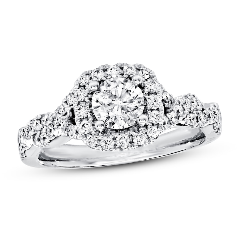 Main Image 1 of Previously Owned Diamond Engagement Ring 7/8 ct tw Round-cut 14K White Gold