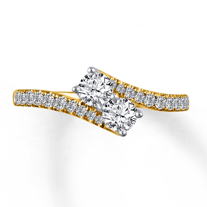 Main Image 1 of Previously Owned Ever Us Two-Stone Ring 3/4 ct tw Round-cut Diamonds 14K Yellow Gold