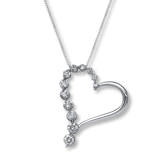 Previously Owned Diamond Necklace 1/2 ct tw Round-Cut 14K White Gold 18"