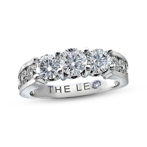 Previously Owned THE LEO Diamond Three-Stone Engagement Ring 2 ct tw 14K White Gold & Platinum
