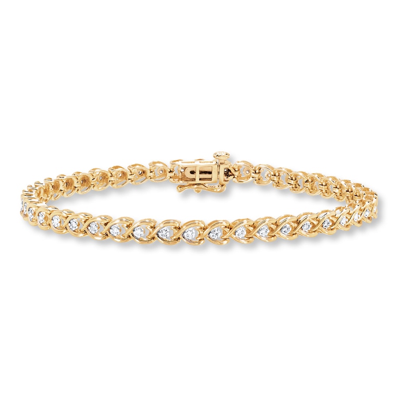 Main Image 1 of Previously Owned Diamond Bracelet 1/4 ct tw Round-cut 10K Yellow Gold 7.25"