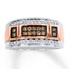Thumbnail Image 1 of Previously Owned Brown/White Diamond Men's Wedding Band 1/2 ct tw Round-cut 10K Two-Tone Gold