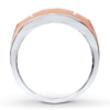 Thumbnail Image 2 of Previously Owned Brown/White Diamond Men's Wedding Band 1/2 ct tw Round-cut 10K Two-Tone Gold