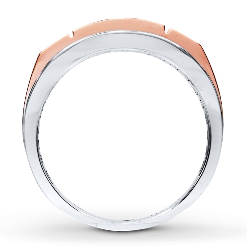 Main Image 2 of Previously Owned Brown/White Diamond Men's Wedding Band 1/2 ct tw Round-cut 10K Two-Tone Gold