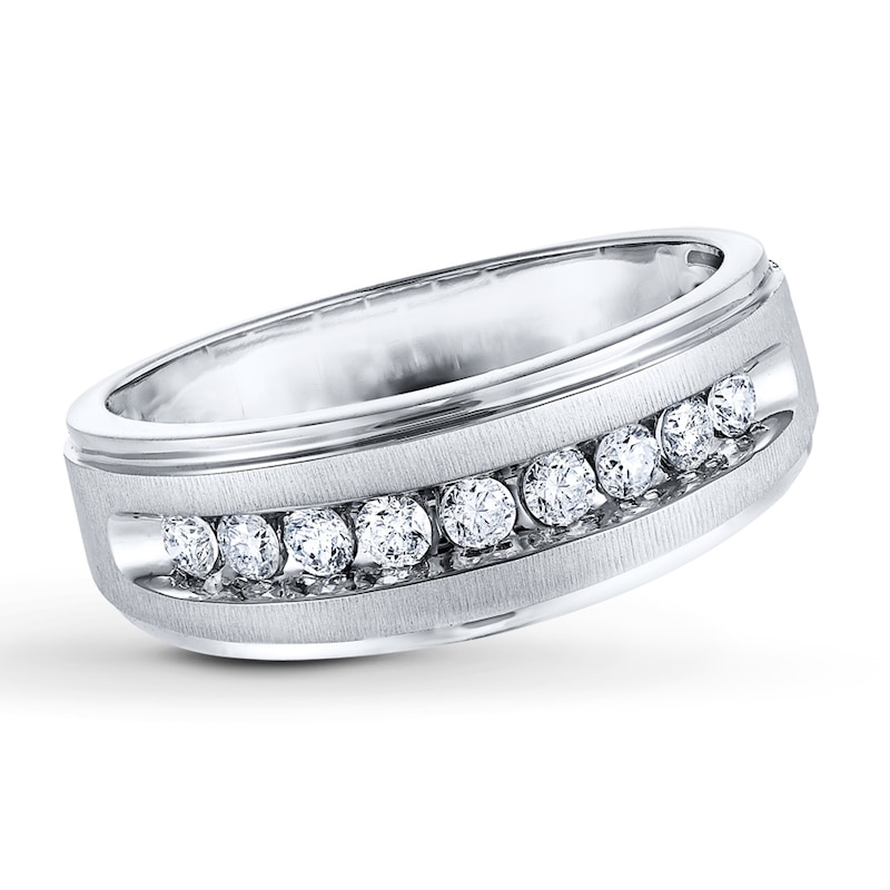 Main Image 1 of Previously Owned Men's Diamond Ring 1/2 ct tw Round-cut 10K White Gold