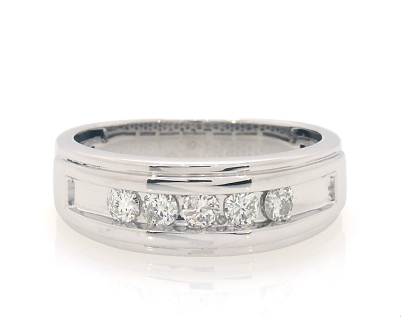 Main Image 1 of Previously Owned Men's Diamond Wedding Band 1/2 ct tw 10K White Gold