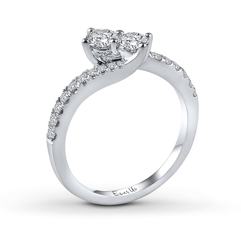 Main Image 2 of Previously Owned Ever Us Diamond Anniversary Ring 3/4 ct tw Round-cut 14K White Gold