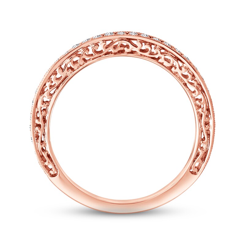 Main Image 2 of Previously Owned Diamond Contour Wedding Band 1/4 ct tw Round-cut 14K Rose Gold
