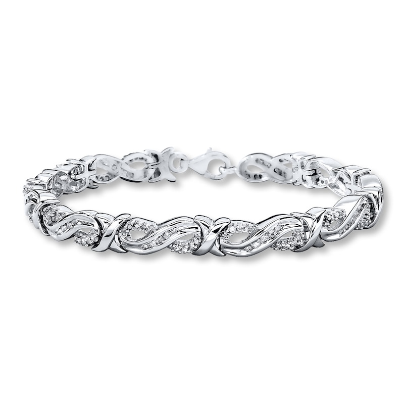 Main Image 1 of Previously Owned Diamond Infinity Bracelet 1-1/2 ct tw Round-cut Sterling Silver 7.25"