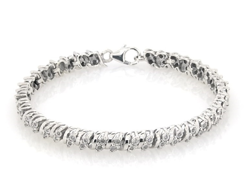 Main Image 1 of Previously Owned Diamond Bracelet 1/2 ct tw Round-cut Sterling Silver