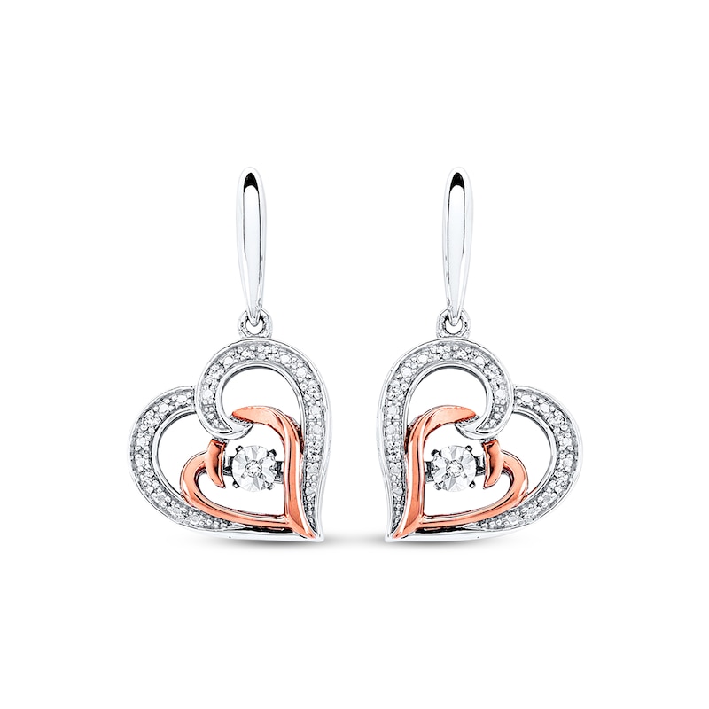 Main Image 2 of Previously Owned Unstoppable Love Earrings 1/20 ct Round-Cut Diamond Sterling Silver/10K Rose Gold