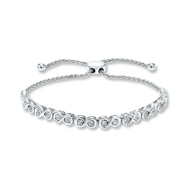 Main Image 1 of Previously Owned Diamond Infinity Bolo Bracelet 1/4 ct tw Round-cut Sterling Silver