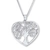 Thumbnail Image 1 of Previously Owned Open Hearts Tree Necklace 1/10 ct tw Diamonds Sterling Silver 18"