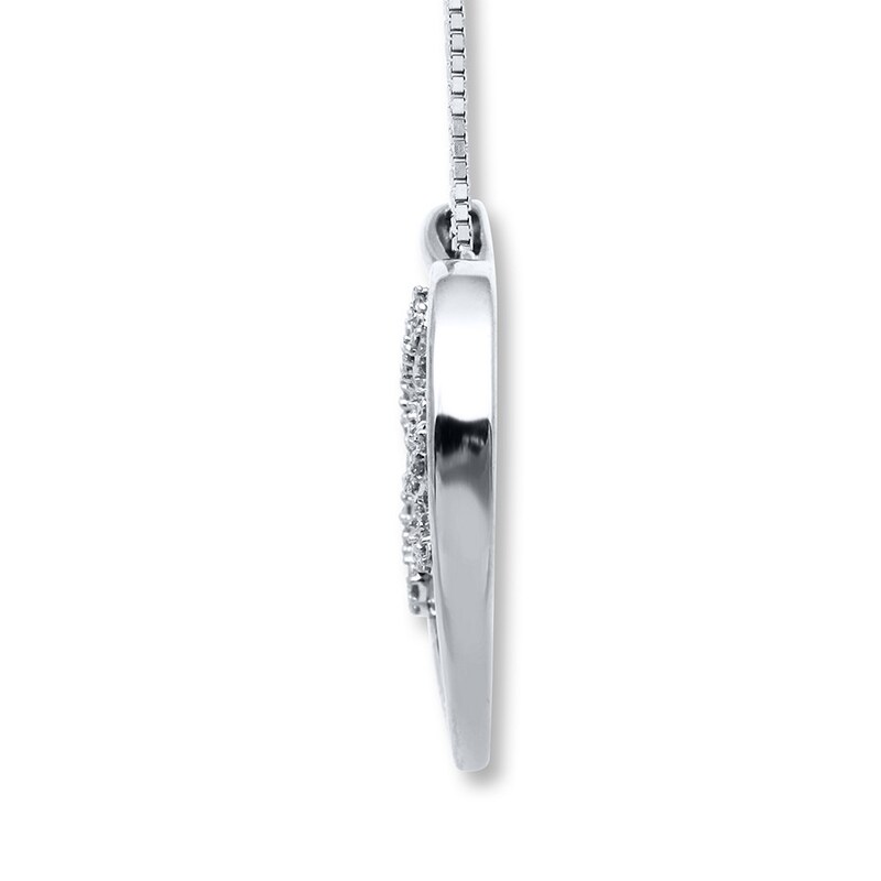 Main Image 2 of Previously Owned Open Hearts Tree Necklace 1/10 ct tw Diamonds Sterling Silver 18"