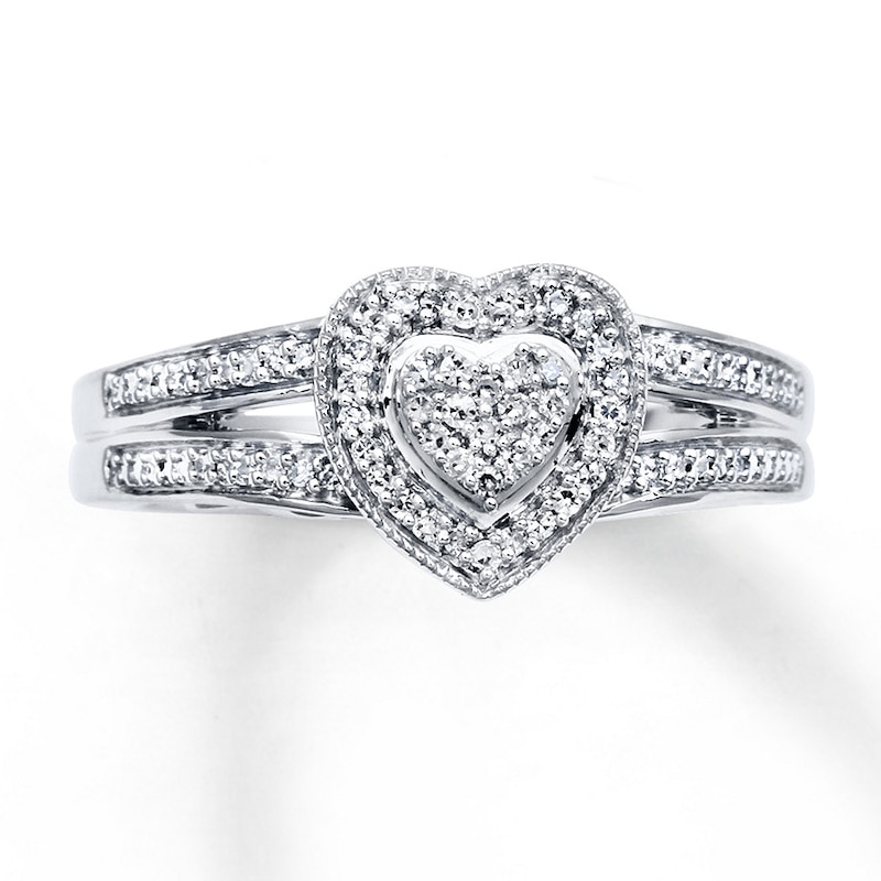 Main Image 1 of Previously Owned Open Hearts Ring 1/15 ct tw Diamonds Sterling Silver