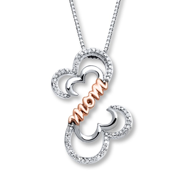 Main Image 1 of Previously Owned Diamond Necklace 1/10ct tw Sterling Silver & 10K Rose Gold 18"