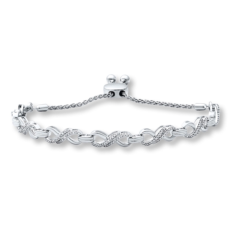 Main Image 1 of Previously Owned Diamond Infinity Bolo Bracelet 1/2 ct tw Sterling Silver 9.5"