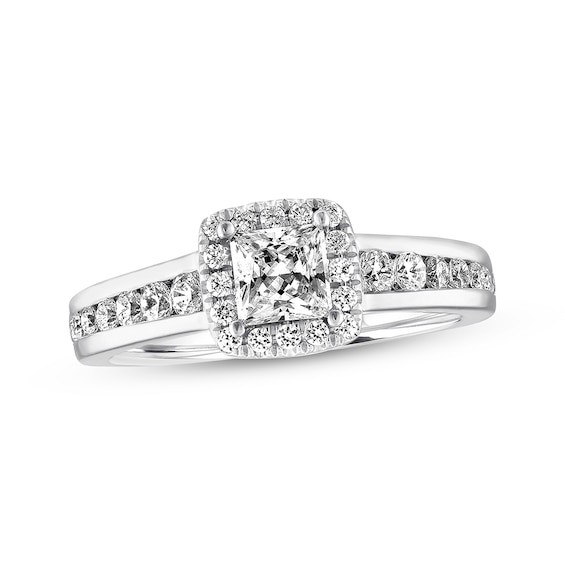Previously Owned Diamond Engagement Ring 5/8 ct tw Princess/Round 14K White Gold Size 4