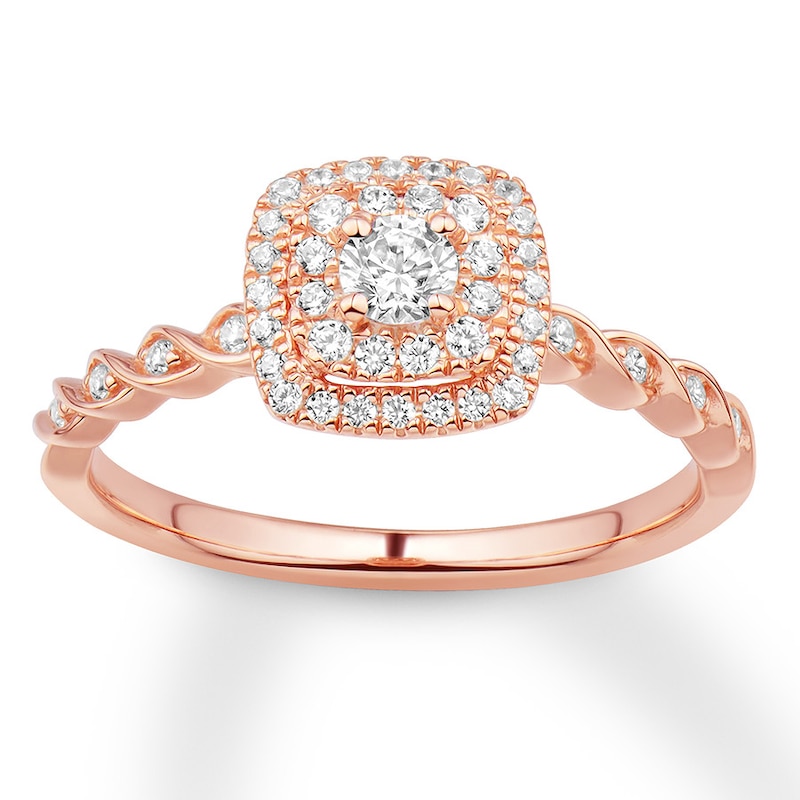 Main Image 1 of Previously Owned Diamond Engagement Ring 1/3 ct tw Round-cut 10K Rose Gold Size 3.75