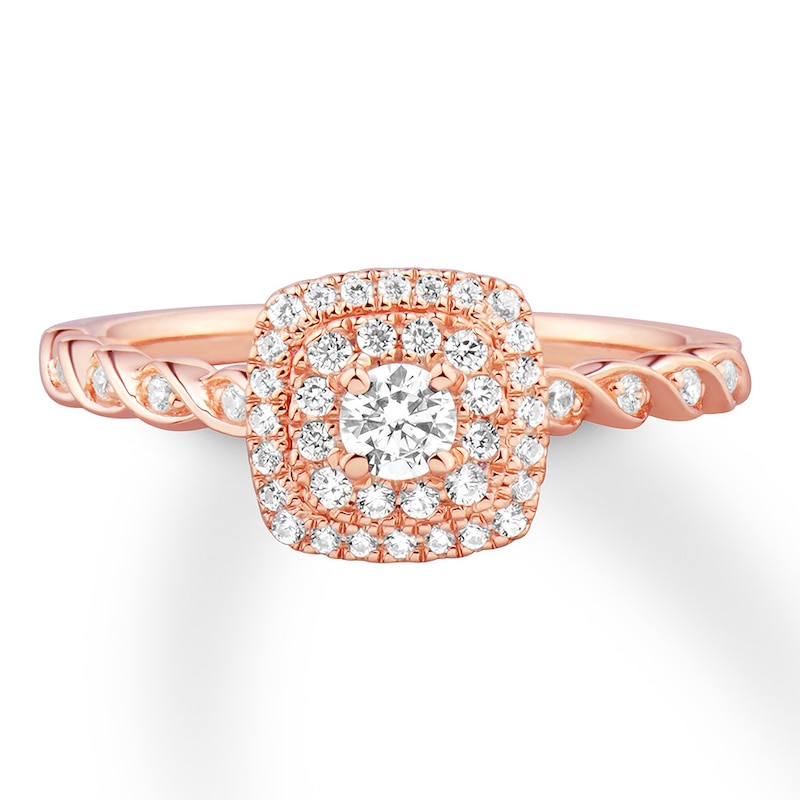 Main Image 3 of Previously Owned Diamond Engagement Ring 1/3 ct tw Round-cut 10K Rose Gold Size 3.75