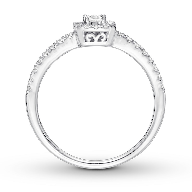 Main Image 2 of Previously Owned Ever Us Diamond Promise Ring 3/8 ct tw Princess & Round-cut 10K White Gold - Size 9