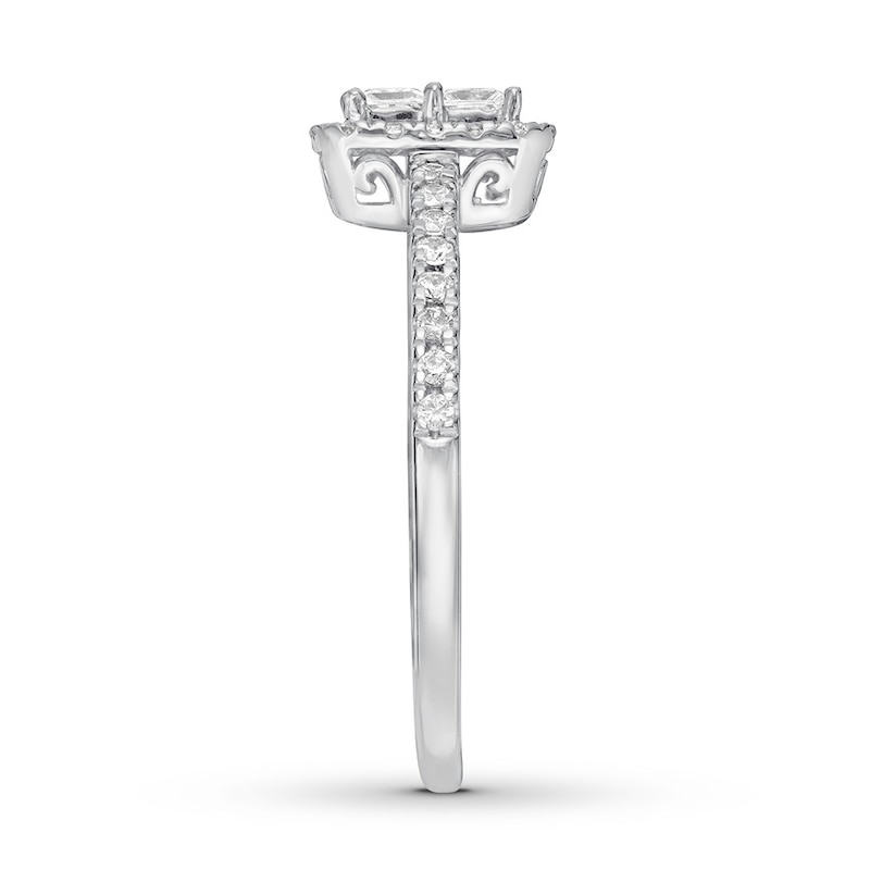 Main Image 3 of Previously Owned Ever Us Diamond Promise Ring 3/8 ct tw Princess & Round-cut 10K White Gold - Size 9
