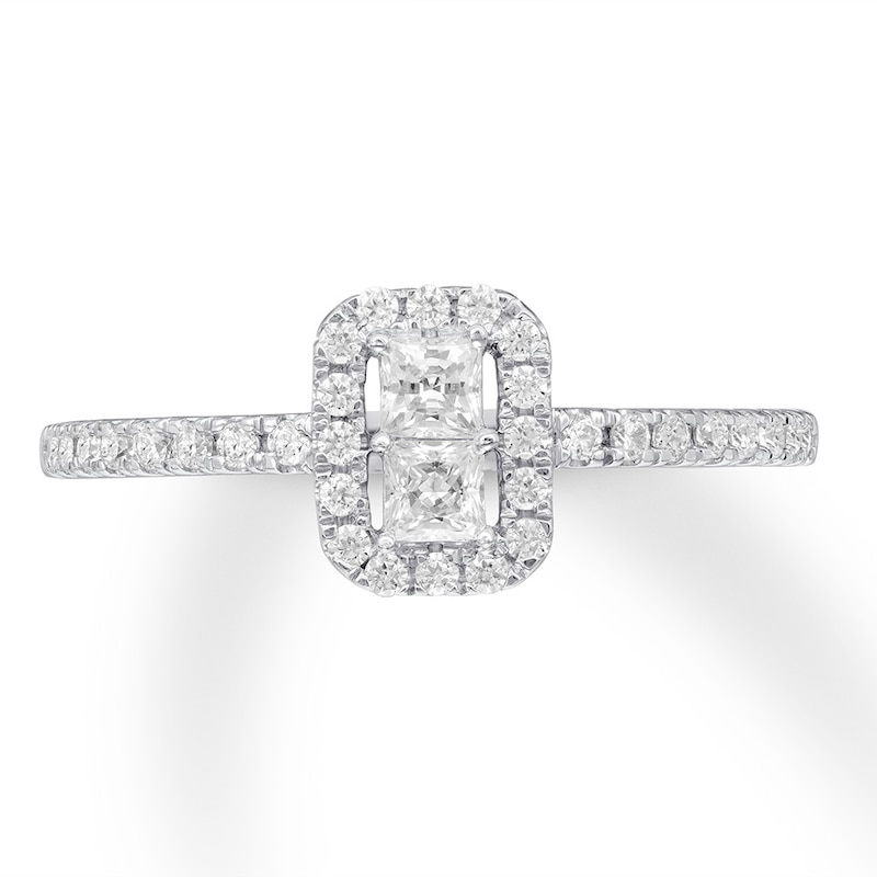 Main Image 4 of Previously Owned Ever Us Diamond Promise Ring 3/8 ct tw Princess & Round-cut 10K White Gold - Size 9