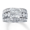 Previously Owned Diamond Engagement Ring 3-1/2 ct tw Princess & Round-cut 14K White Gold