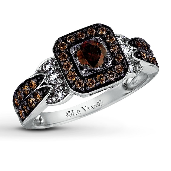 Previously Owned Le Vian Chocolate Diamonds 3/4 ct tw Round-cut Ring 14K Vanilla Gold - Size 10.5