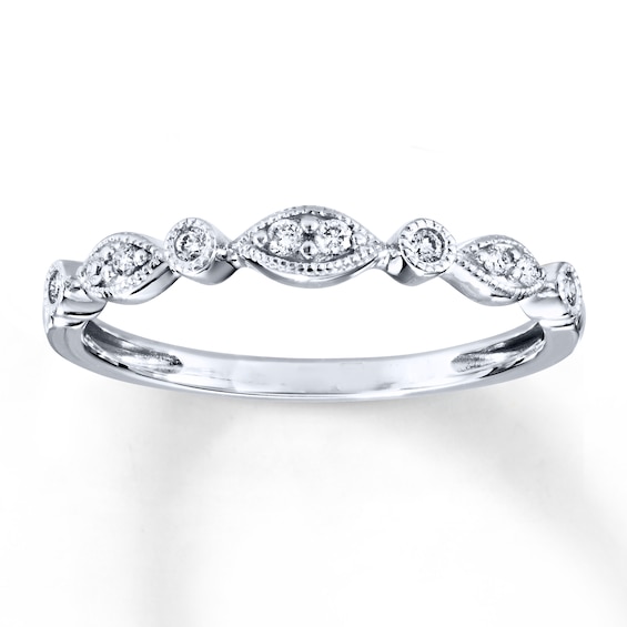 Previously Owned Diamond Anniversary Ring 1/10 ct tw Round-cut 10K White Gold Size 4