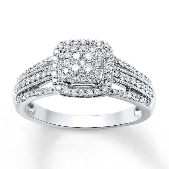 Previously Owned Diamond Ring 1/2 ct tw Round-cut 10K White Gold Size