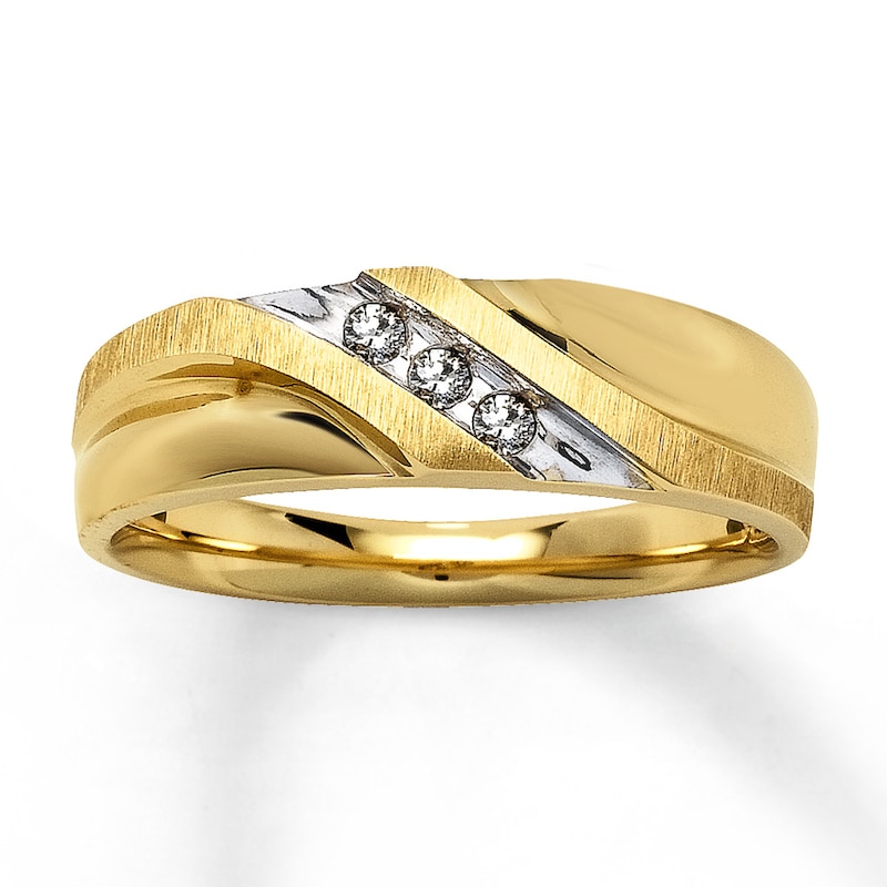 Main Image 1 of Previously Owned Men's Diamond Band 1/10 ct tw Round-Cut 10K Yellow Gold - Size 5