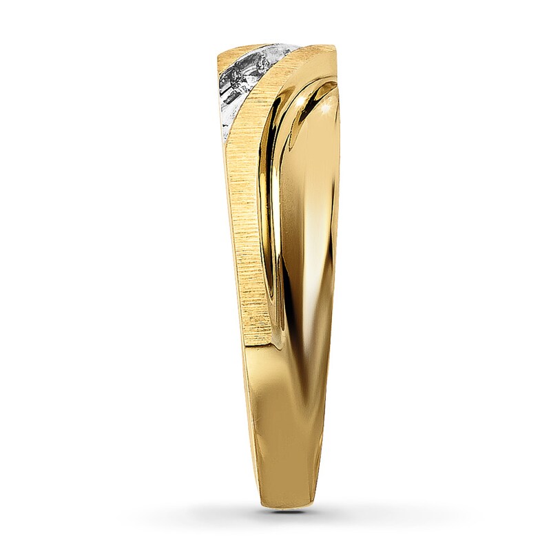 Main Image 3 of Previously Owned Men's Diamond Band 1/10 ct tw Round-Cut 10K Yellow Gold - Size 5
